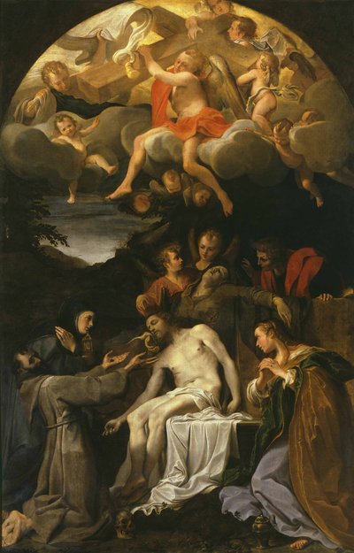 De klaagzang over de dode Christus met heiligen door Annibale Carracci